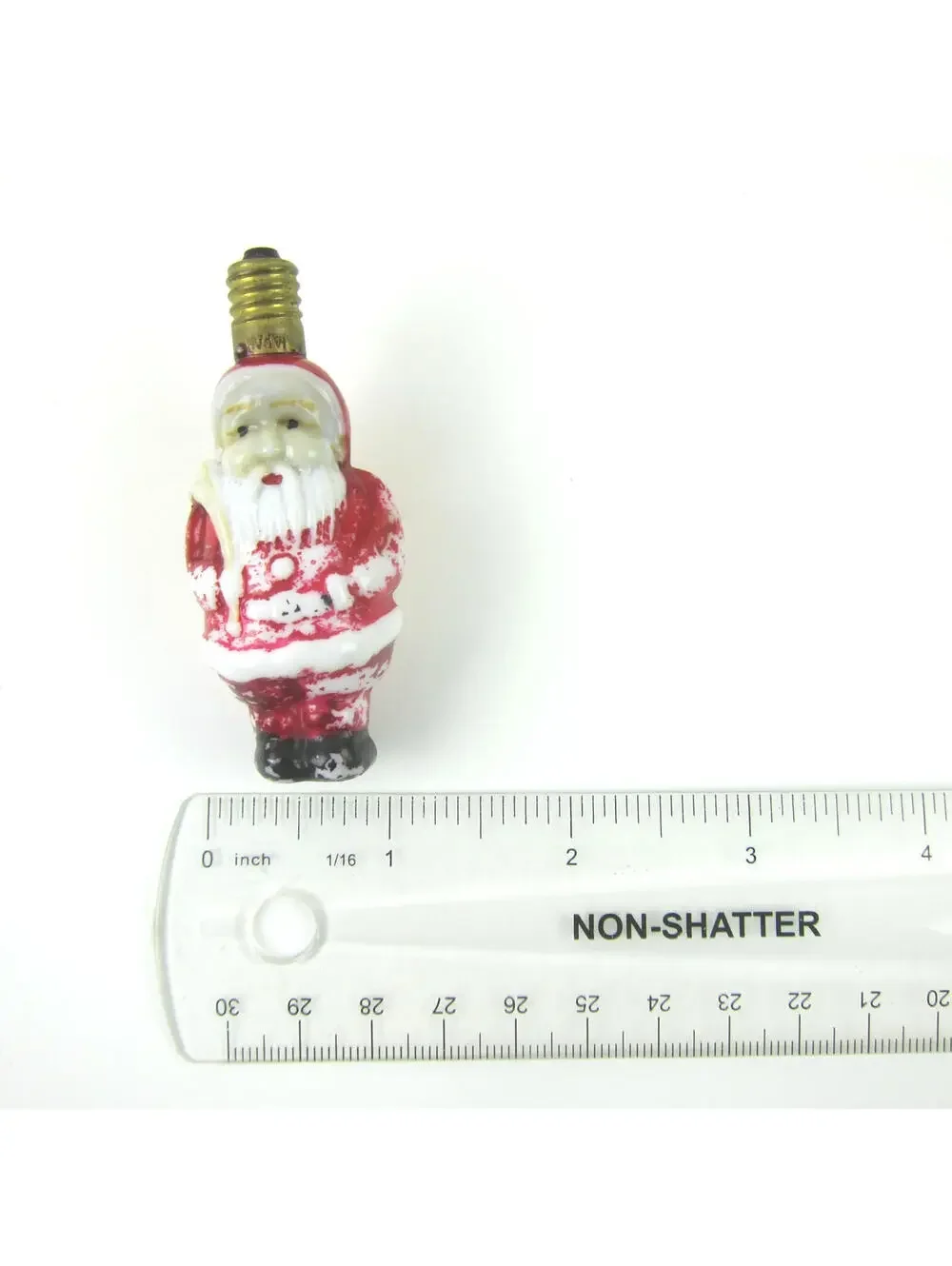 Vintage Santa Claus Milk Glass Light Bulb C6 Christmas Figural Toy Sack Japan